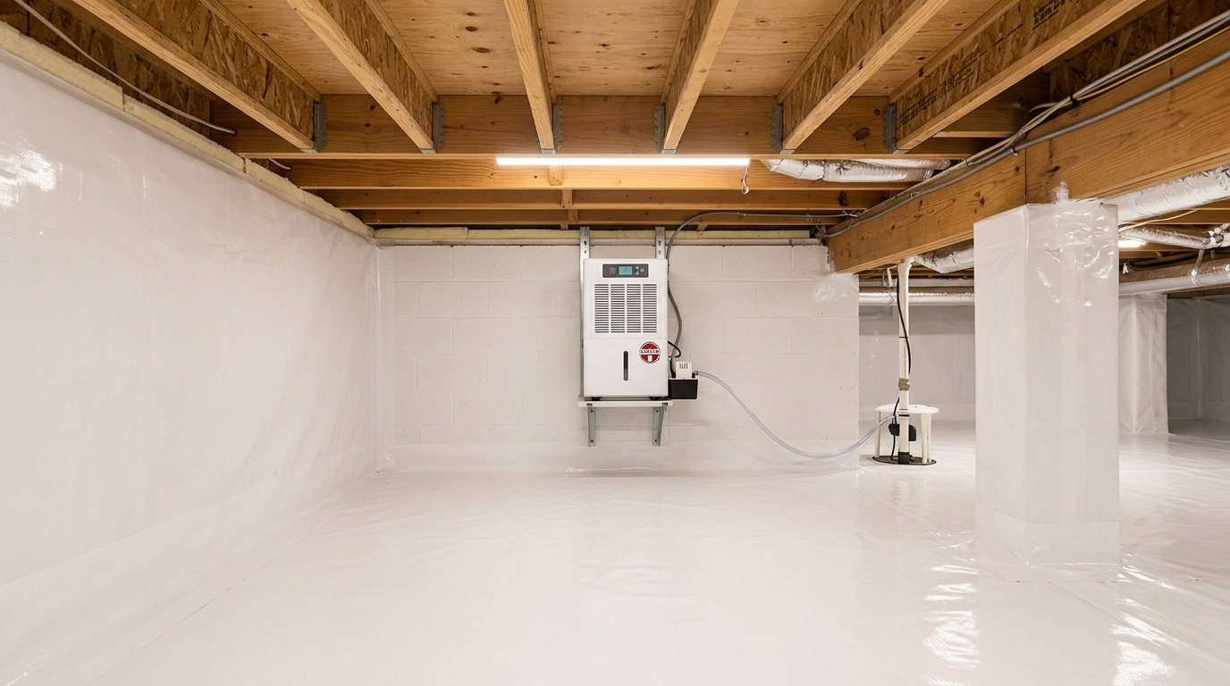 20-mil sealed crawl space vapor barrier encapsulation