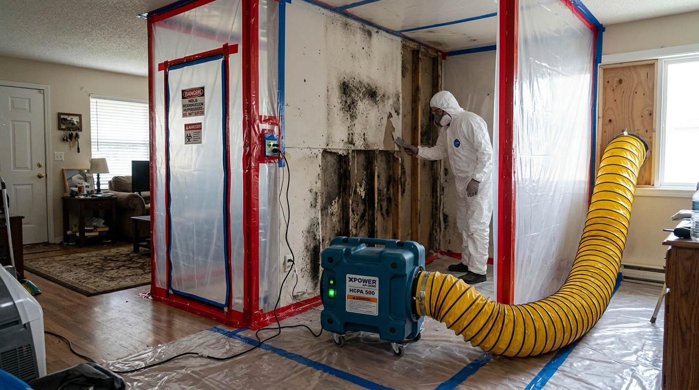 Airtight EPA Level 2 Mold Containment Chamber with HEPA 500 Air Scrubber